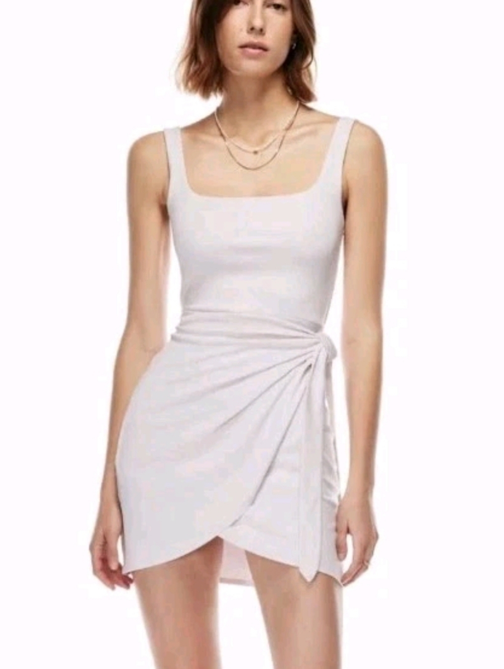 Wilfred White Square-Neck Wrap Mini Dress